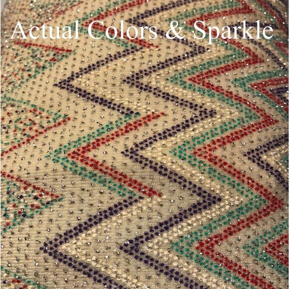 VTG Long Bodycon Womens M Ivory V-neck Sparkle Stripe Evening Gown Va Va Voom US - Picture 3 of 10